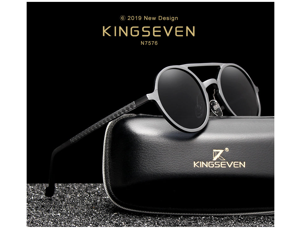 KINGSEVEN Aluminum Men's Round Sunglasses Polarized