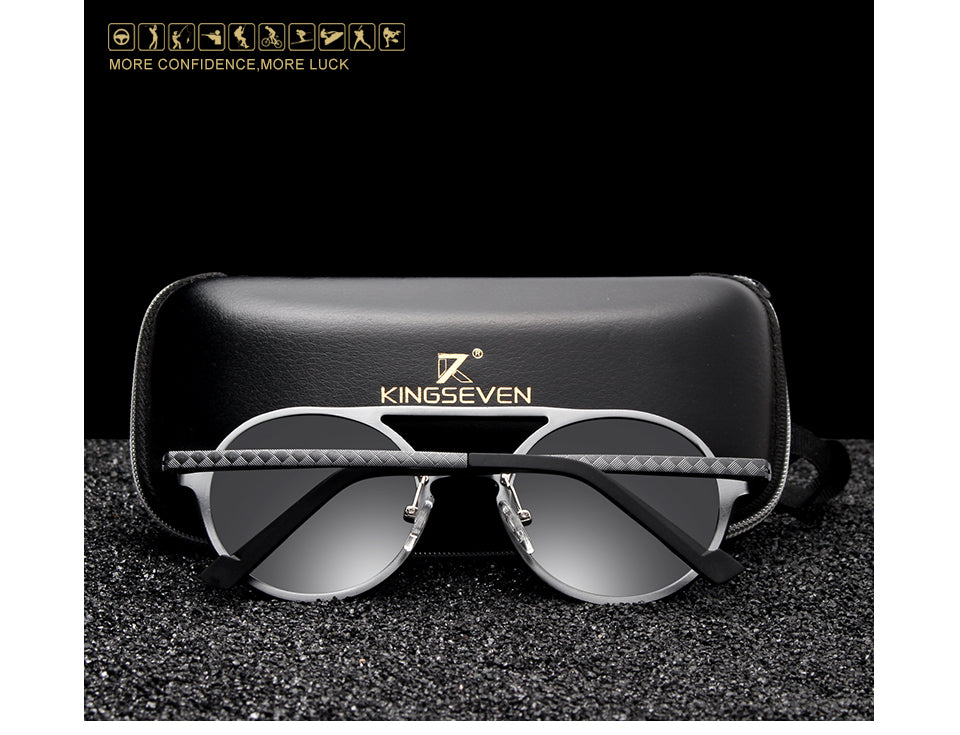 KINGSEVEN Aluminum Men's Round Sunglasses Polarized